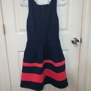 Blue and pink striped dress